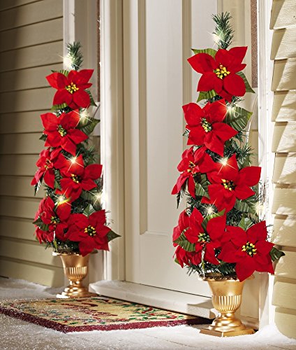 Lighted Flat Back Poinsettia Tree Decoration