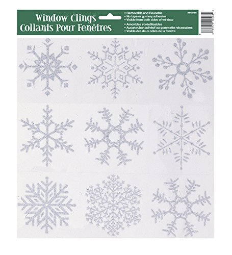 Silver Glitter Snowflake Window Cling Sheet