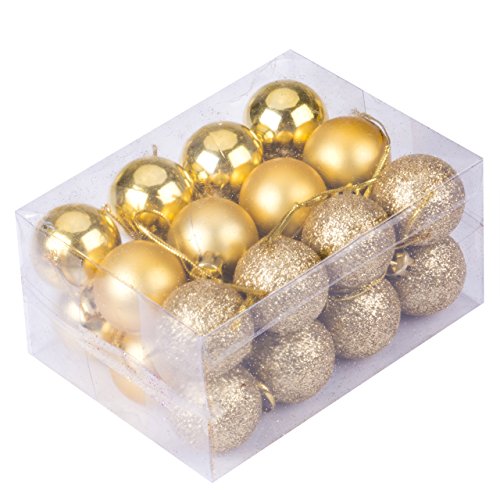 24pcs Christmas Balls Ornament Shatterproof Pendants for Holiday Xmas Garden Decorations (Gold)