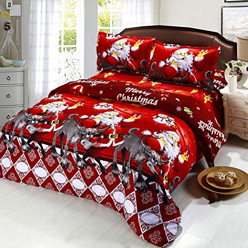 Anself 3D Printed Cartoon Merry Christmas Santa Claus Bedding Sets, Soft and Warm