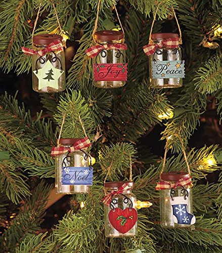 Set of 6 Mini Mason Jar Ornaments