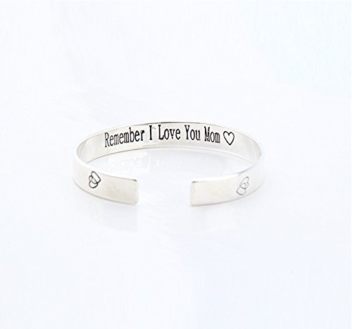QTMY Remember I Love You Mom Forever and Always Cuff Bracelet Bangle Christmas Mother’s Day Gift from Daughter (Titanium steel)
