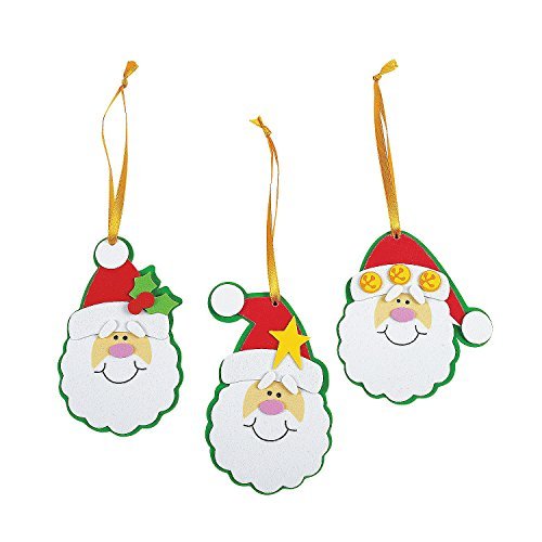 Foam Simple Santa Ornament Craft Kit/Crafts/Activity/School Supplies/Christmas Ornaments-makes 12