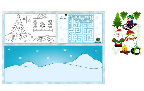 8-Count Activity Placemats with Stickers, Kids Christmas