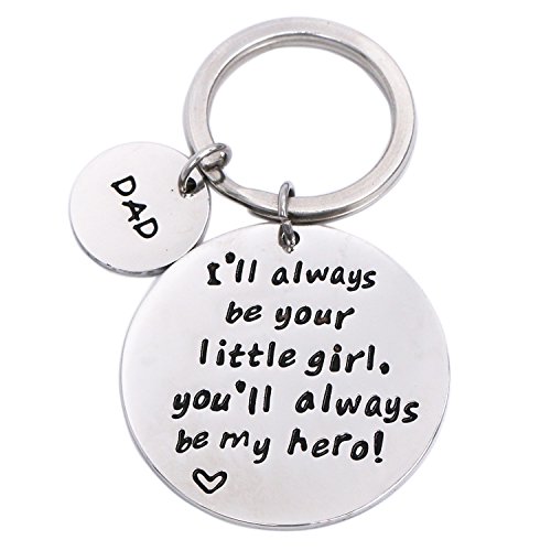 LParkin I’ll Always Be Your Little Girl.You Will Always Be My Hero Keychain, Stainless Steel (White)