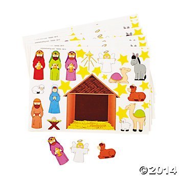 2 Dozen (24) Make a NATIVITY SCENE Sticker Sheets Religious Education – VBS CHRISTMAS Party Classroom Activity FAVORS – Holiday GIVEAWAY by OTC