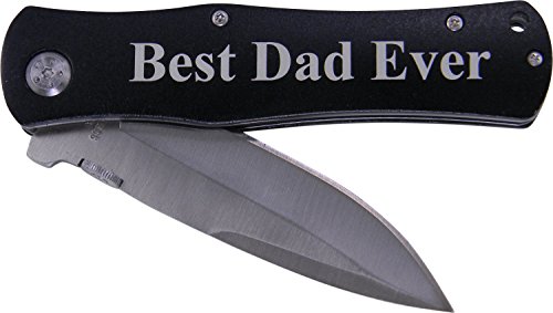 Best Dad Ever Folding Pocket Knife – Great Gift for Father’s Day, Birthday, or Christmas Gift for Dad, Grandpa, Grandfather, Papa, Husband (Black Handle)