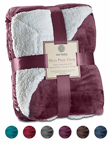 Sherpa Throw Blanket Ultra Soft Super Luxurious Warm Blanket by Genteele, 50″ X 60″, Rich Purple