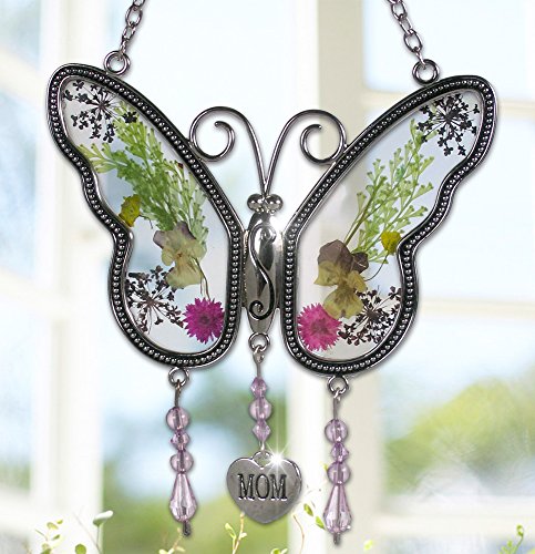 Mom Butterfly Mother Suncatcher with Pressed Flower Wings – Butterfly Suncatcher – Mom Gifts – Gifts for Mom – Gifts for Mothers