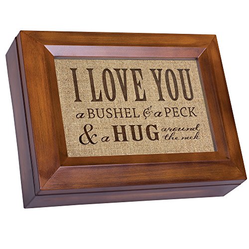 I Love You A Bushel & A Peck Wood Finish Jewelry Music Box – Plays Tune You Are My Sunshine