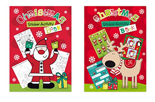 Christmas Super Sticker Activity Book Set of 2 Xmas Activity Books, Filled With Fun Activities, Stickers, Coloring Pages + More