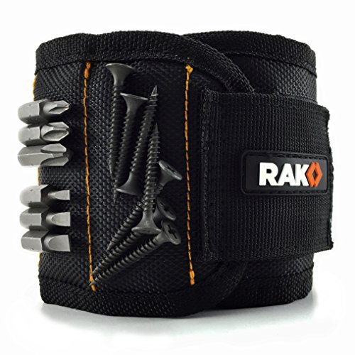 RAK Magnetic Wristband (1 Pack) with Strong Magnets for Holding Screws, Nails, Drill Bits – Best Unique Tool Gift for DIY Handyman, Father/Dad, Husband, Boyfriend, Men, Women (Black)