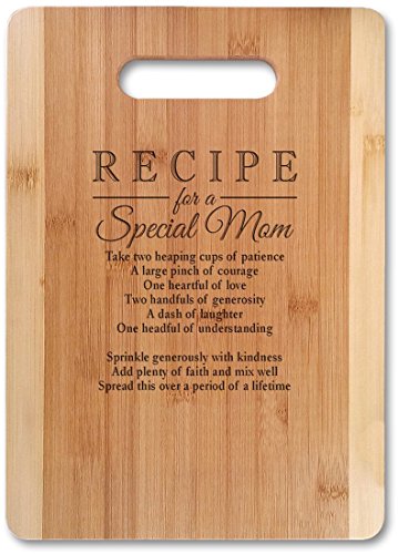 Mothers Gift Recipe for a Special Mom ( MED 13″x9.5″, Not Customized ) Bamboo Serving Cutting Board for Mothers Day Birthday or Christmas