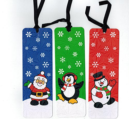 24 Holiday Bookmarks with Kids Activities Snowman, Santa Claus, Christmas Tree, Polar Bear, Penguin, Reindeer