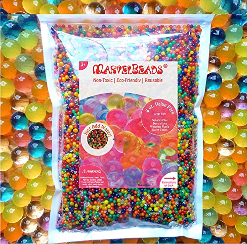 MarvelBeads Water Beads Rainbow Mix, 8 oz (20,000 beads) for Orbeez Spa Refill, Sensory Toys and Décor