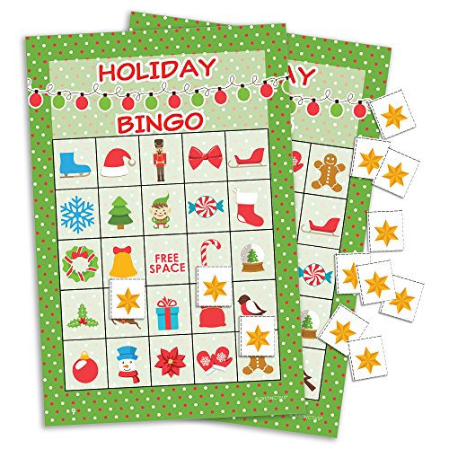 Holiday Christmas Bingo Game for Kids – 24 Players